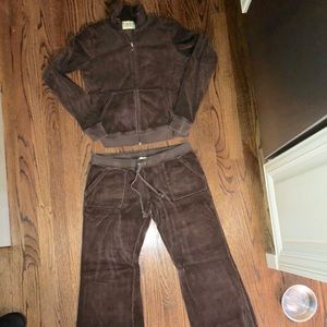 Juicy Couture Track Sweat suit Choc Brown Velour